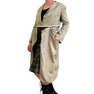 Sandrine Philippe Paneled Zip Waist Overcoat Beige Deconstructed Handmade Paris